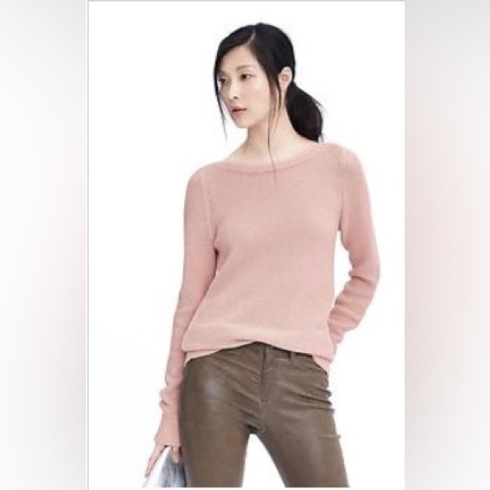Banana republic Italian cashmere blend boatneck blush pink sweater with sparkle
